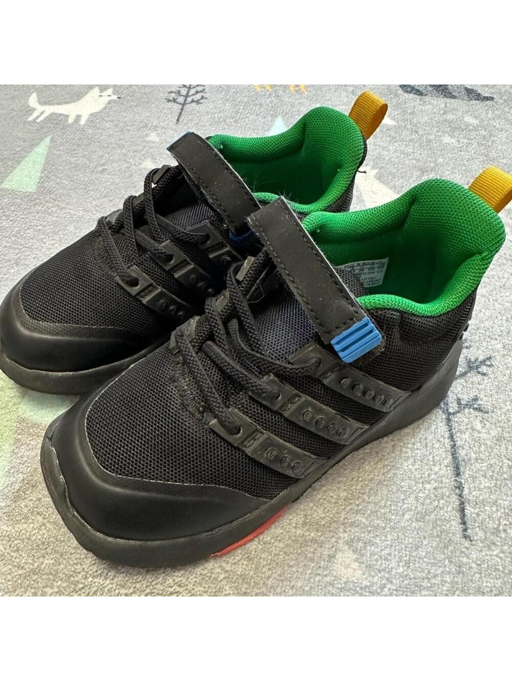 Adidas x LEGO Racer TR21 Toddler 9T Black Green Strap Sneakers